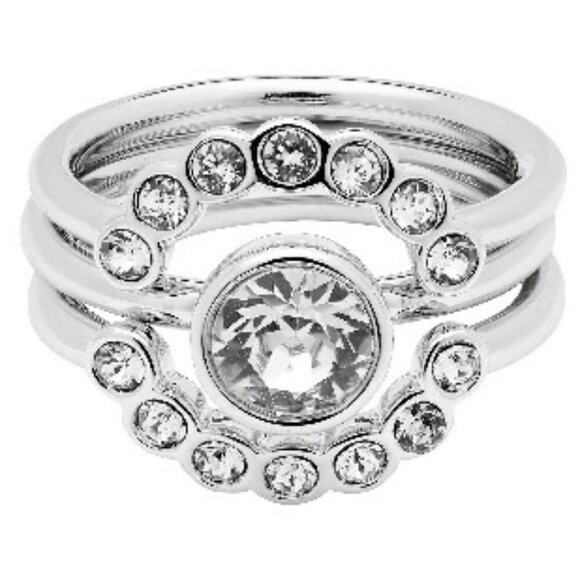 💕TED BAKER LONDON💕 Cadyna Concentric Crystal Ring Silver Medium/Large M/L NWT - Picture 4 of 11